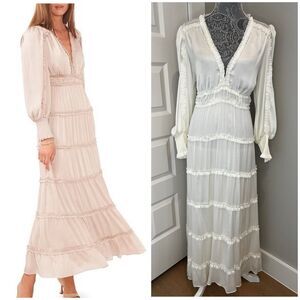 NWT Chelsea & Violet Satin Ruffle Tiered Maxi Dress Boho Wedding Family Photos